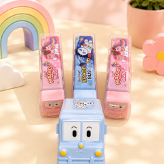 Cute Cartoon Bus Shape Compass Box for Kids | Space Bus & Magic Bus Pencil Box | Large Capacity School Stationery Box | Birthday Return Gift