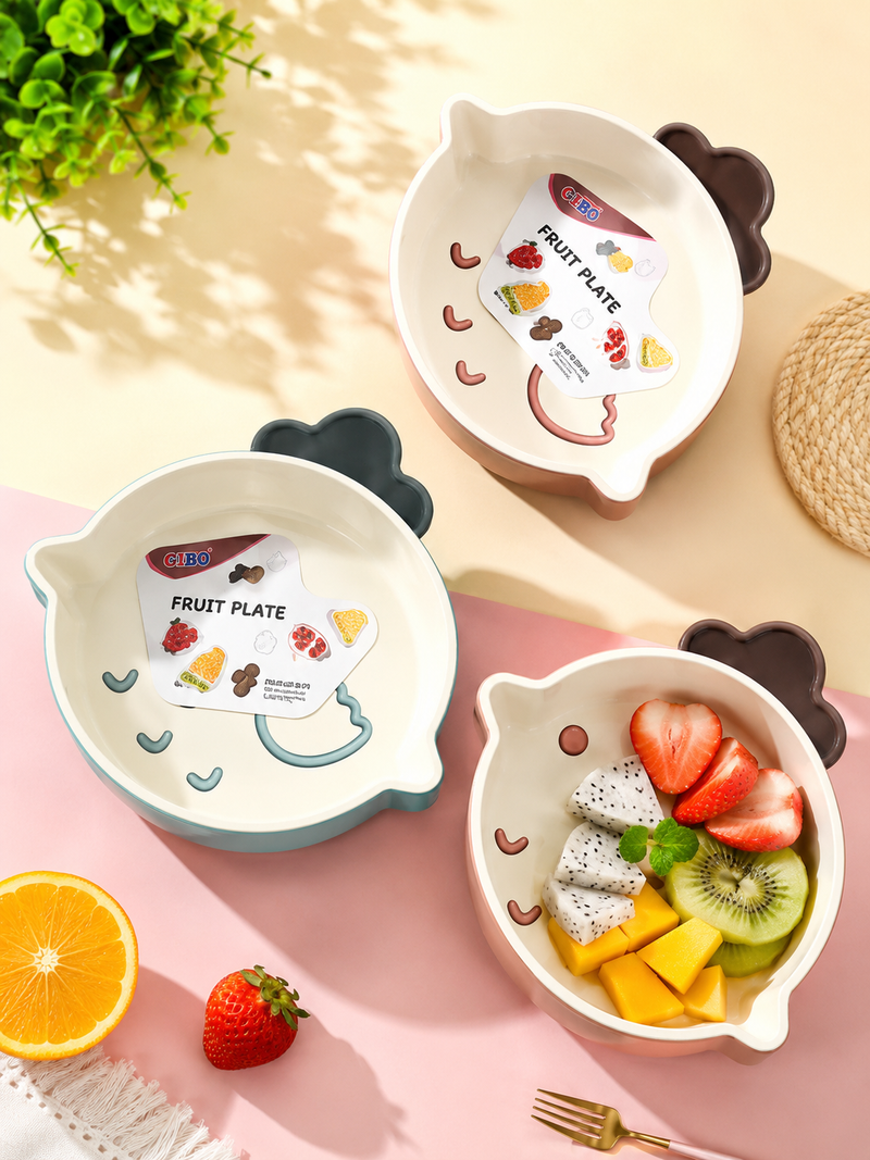 Cute Cartoon Kids Fruit Plate | BPA-Free Snack Bowl | Unbreakable Food Serving Plate for Kids | Fruit & Snack Dish