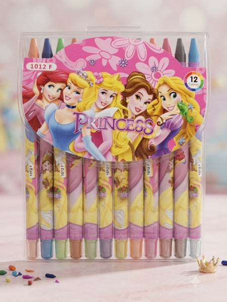 Princess 12 Colors Wax Crayons Set for Kids | Non-Toxic Coloring Crayons | Smooth Drawing & School Art Supplies