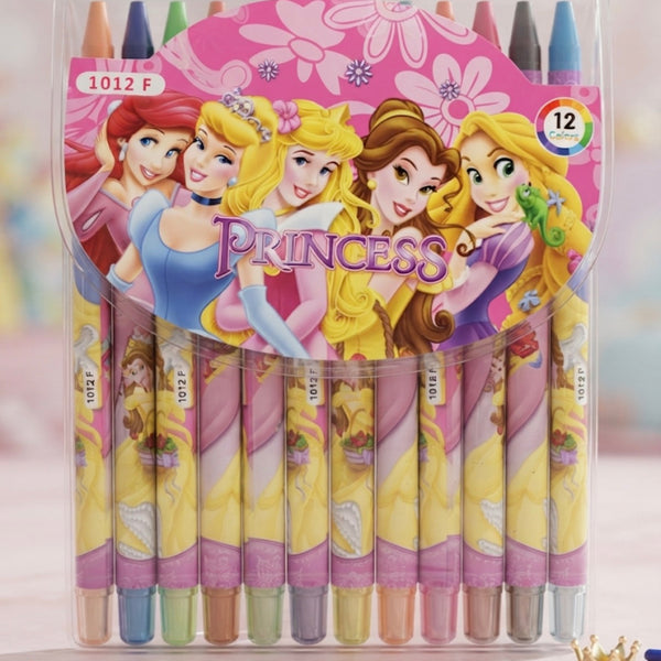 Princess 12 Colors Wax Crayons Set for Kids | Non-Toxic Coloring Crayons | Smooth Drawing & School Art Supplies