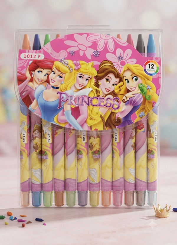 Princess 12 Colors Wax Crayons Set for Kids | Non-Toxic Coloring Crayons | Smooth Drawing & School Art Supplies