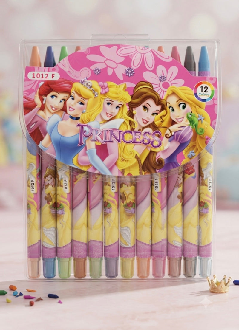 Princess 12 Colors Wax Crayons Set for Kids | Non-Toxic Coloring Crayons | Smooth Drawing & School Art Supplies