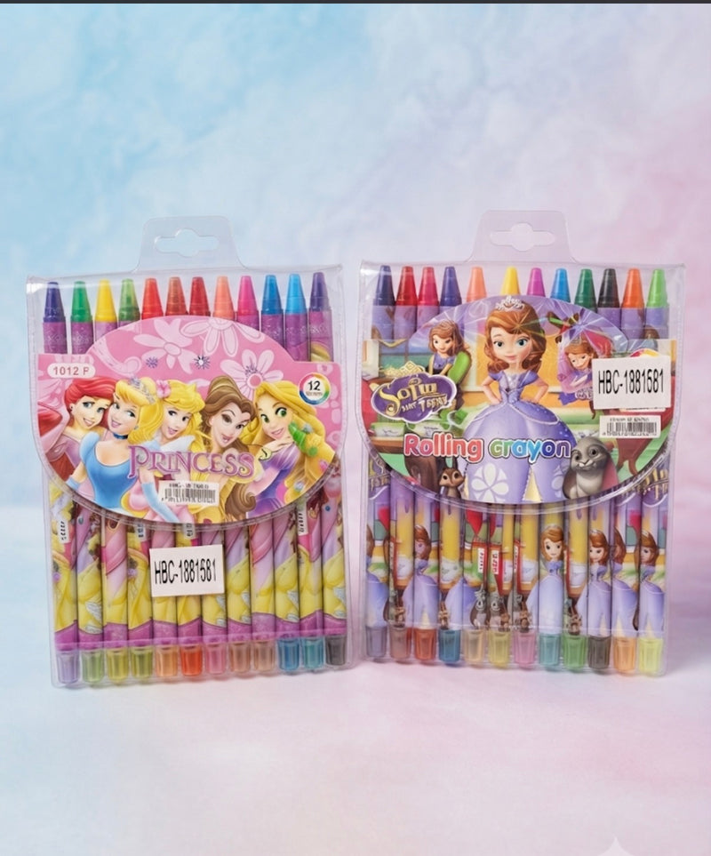 Princess 12 Colors Wax Crayons Set for Kids | Non-Toxic Coloring Crayons | Smooth Drawing & School Art Supplies