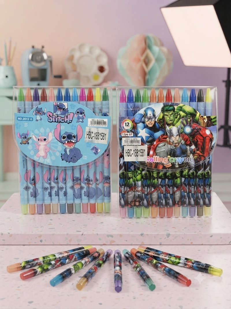 Princess 12 Colors Wax Crayons Set for Kids | Non-Toxic Coloring Crayons | Smooth Drawing & School Art Supplies