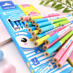 Little Tree Cute Cartoon HB Wooden Pencils Set (12 PCS) | Premium Student Writing Pencil for School Kids