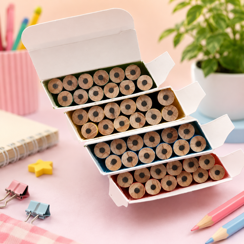 Little Tree Cute Cartoon HB Wooden Pencils Set (12 PCS) | Premium Student Writing Pencil for School Kids