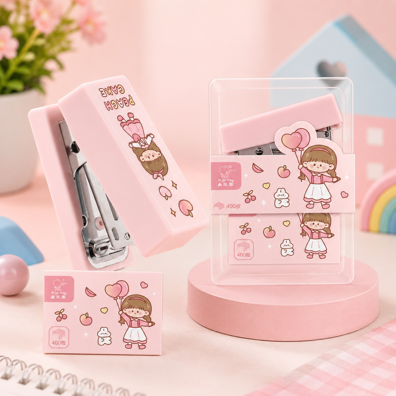 Cute Mini Cartoon Stapler with 400 Staples | Kawaii Portable Stapler for Kids, School & Office