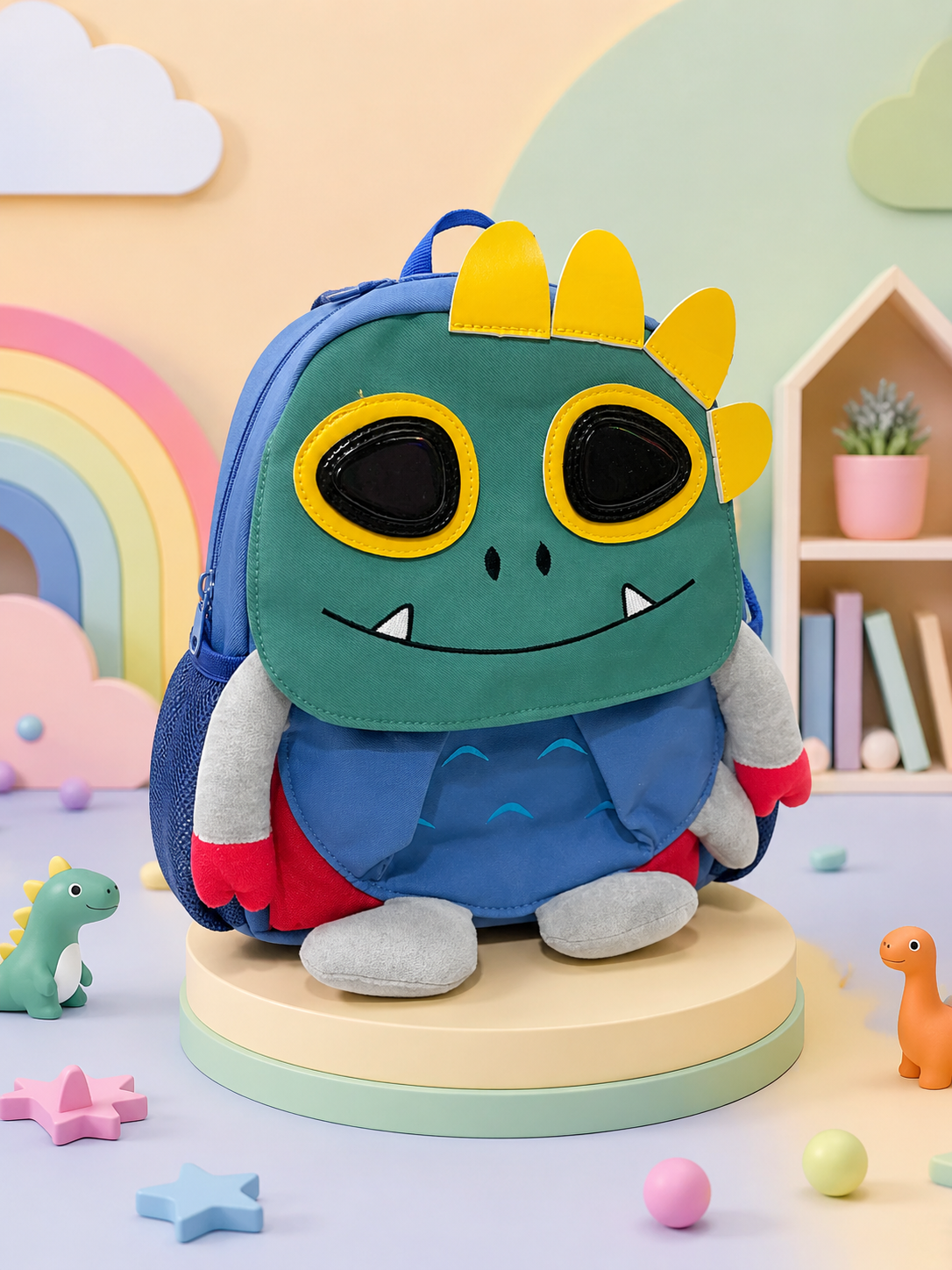 Cute Dinosaur Kids School Backpack | Soft Plush Cartoon Backpack | Lightweight Preschool & Kindergarten Bag