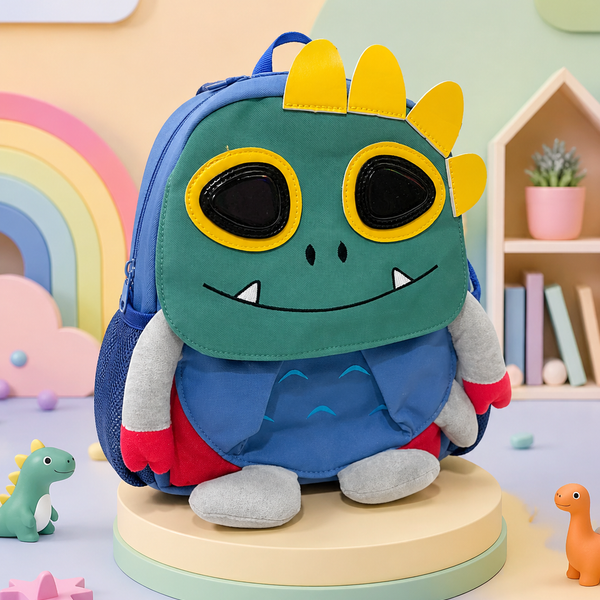 Cute Dinosaur Kids School Backpack | Soft Plush Cartoon Backpack | Lightweight Preschool & Kindergarten Bag
