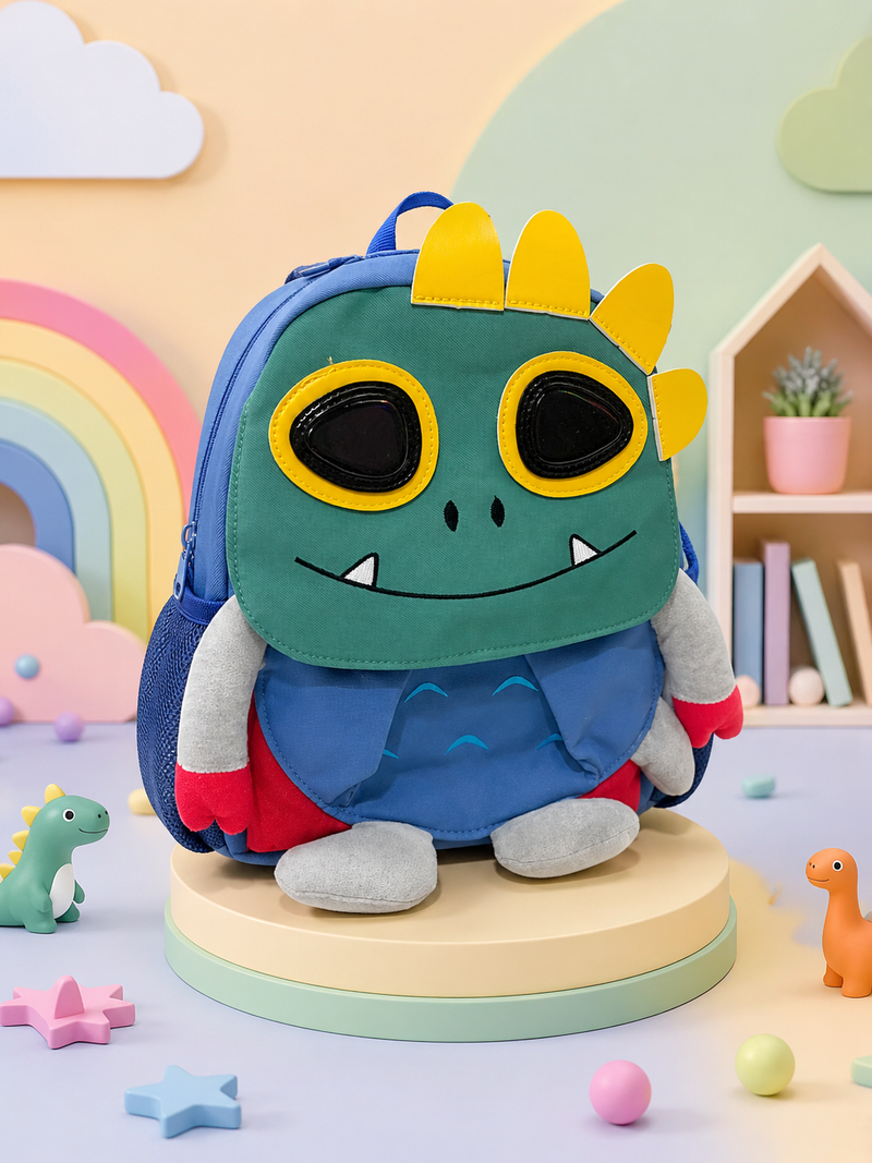 Cute Dinosaur Kids School Backpack | Soft Plush Cartoon Backpack | Lightweight Preschool & Kindergarten Bag