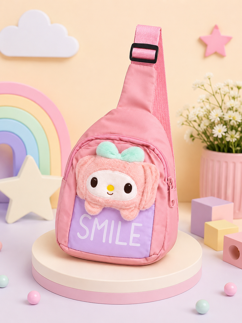 Cute Kids Cartoon Plush Chest Sling Bag | Adjustable Crossbody Shoulder Bag | Lightweight Mini Travel Bag for Boys & Girls