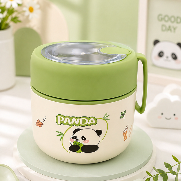 Panda Stainless Steel Insulated Food Jar with Spoon | Kids Lunch Box for School