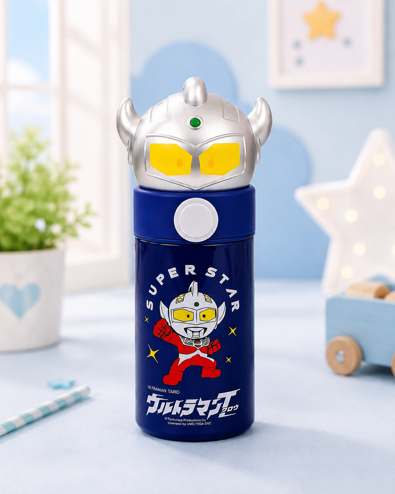 Kids Stainless Steel Cartoon Water Bottle with 3D Character Lid | Leakproof Insulated School Bottle | Ultraman & My Melody Bottle