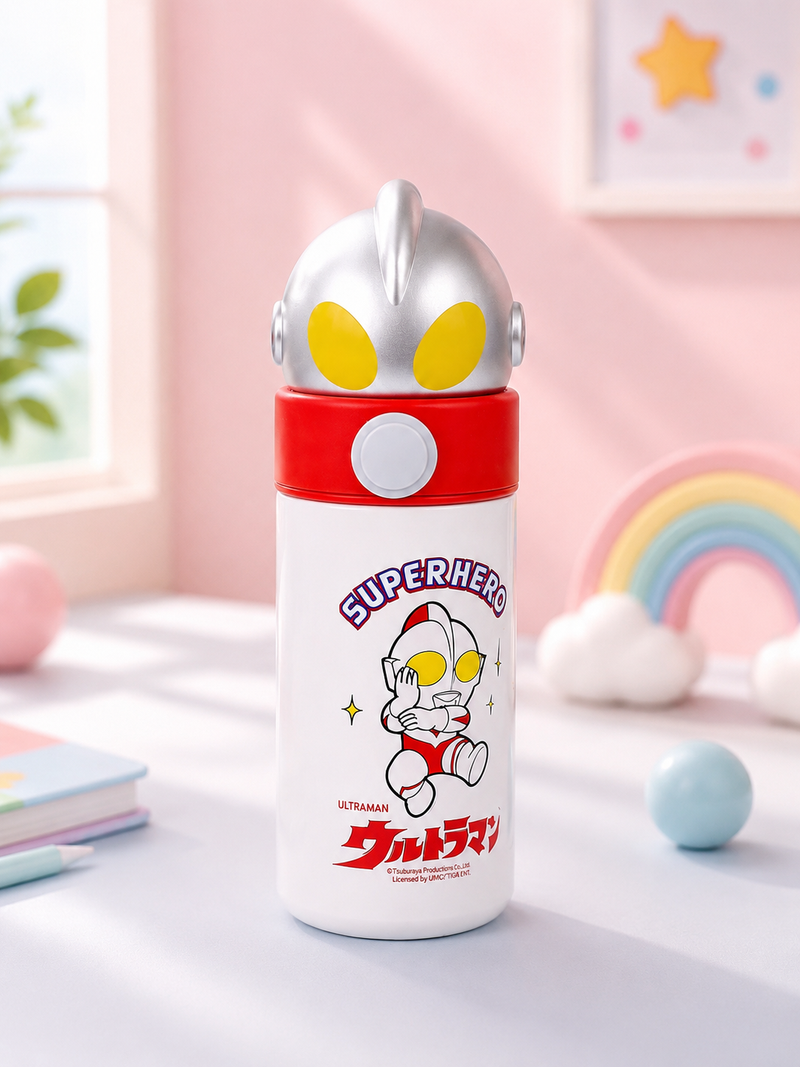 Kids Stainless Steel Cartoon Water Bottle with 3D Character Lid | Leakproof Insulated School Bottle | Ultraman & My Melody Bottle