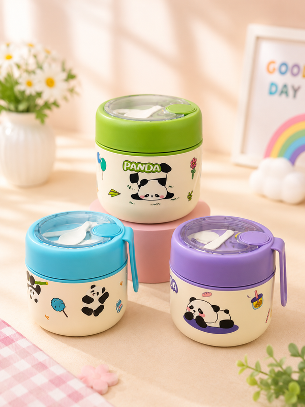 Panda Stainless Steel Insulated Food Jar with Spoon | Kids Lunch Box for School