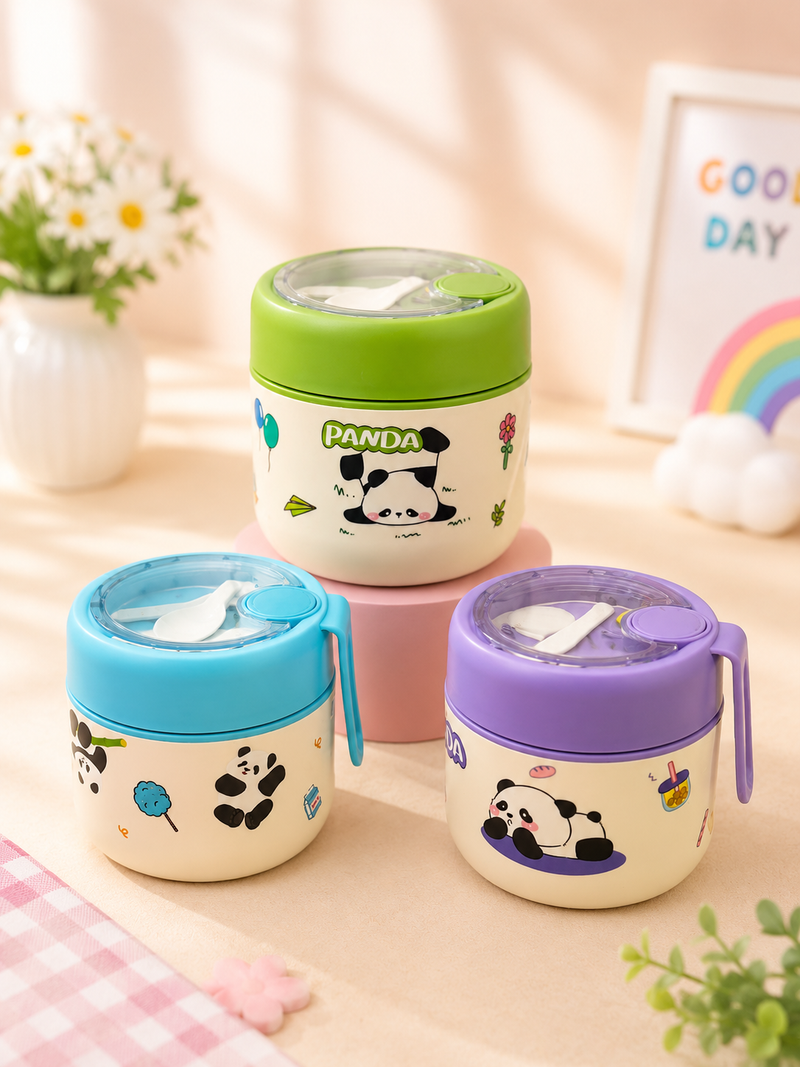 Panda Stainless Steel Insulated Food Jar with Spoon | Kids Lunch Box for School