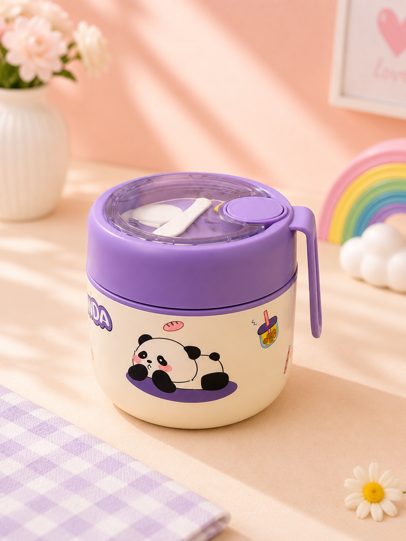 Panda Stainless Steel Insulated Food Jar with Spoon | Kids Lunch Box for School