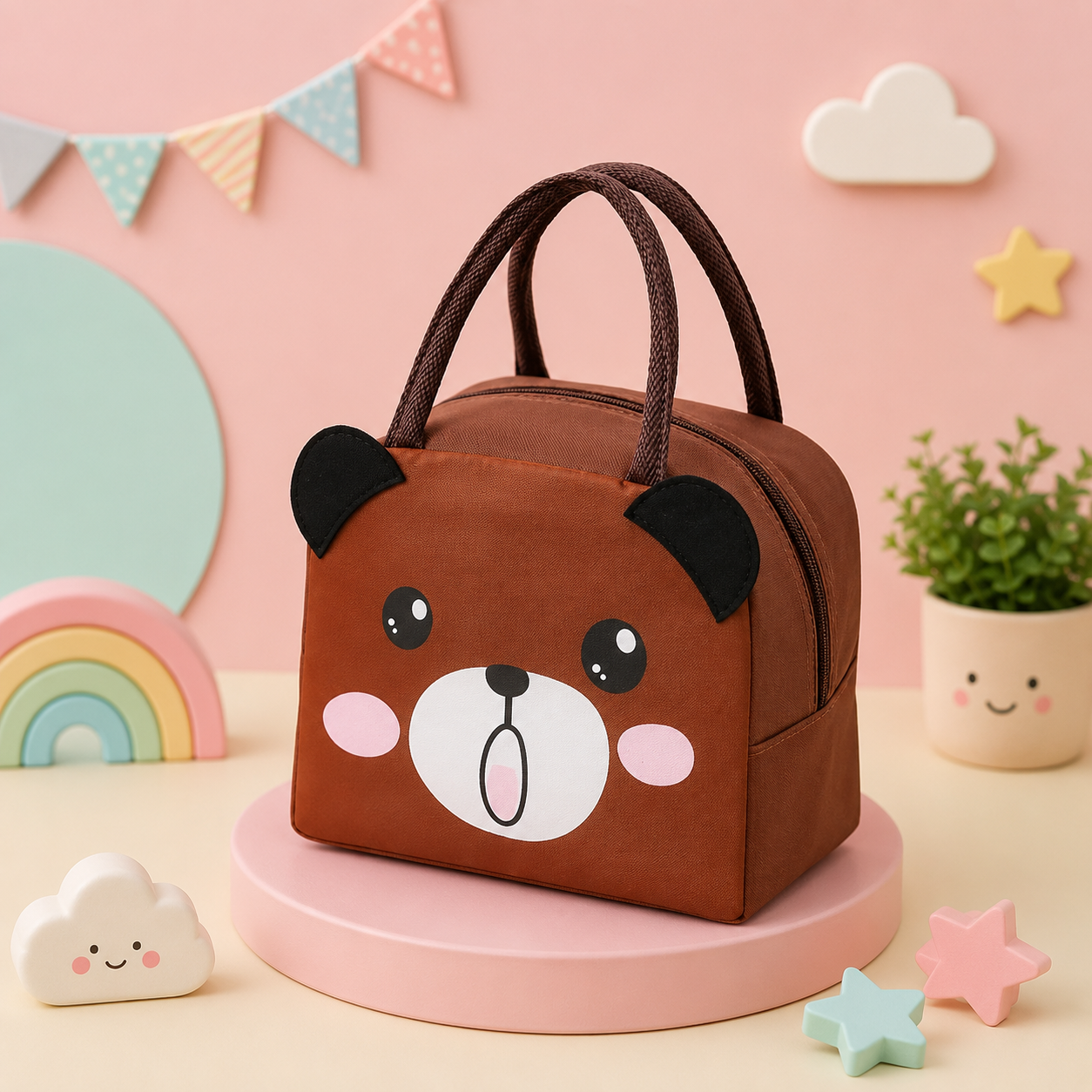 Kids Cartoon Insulated Lunch Bag | Cute Animal Lunch Tote for School, Picnic & Travel | Reusable Lunch Box Carry Bag