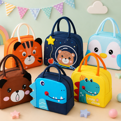 Kids Cartoon Insulated Lunch Bag | Cute Animal Lunch Tote for School, Picnic & Travel | Reusable Lunch Box Carry Bag