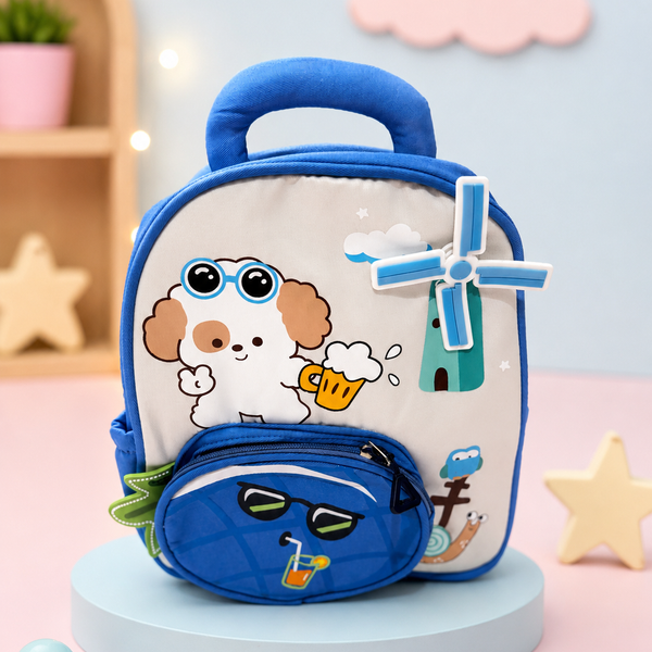 Cute Cartoon Kids Preschool Backpack | Lightweight Nursery & Kindergarten School Bag | Blue Dog Theme Backpack for Boys & Girls
