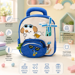 Cute Cartoon Kids Preschool Backpack | Lightweight Nursery & Kindergarten School Bag | Blue Dog Theme Backpack for Boys & Girls
