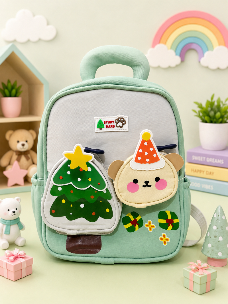 Cute Cartoon Toddler Backpack for Kids | Lightweight Nursery & Preschool School Bag | Soft Mini Backpack with Adjustable Shoulder Straps (Mint Green)