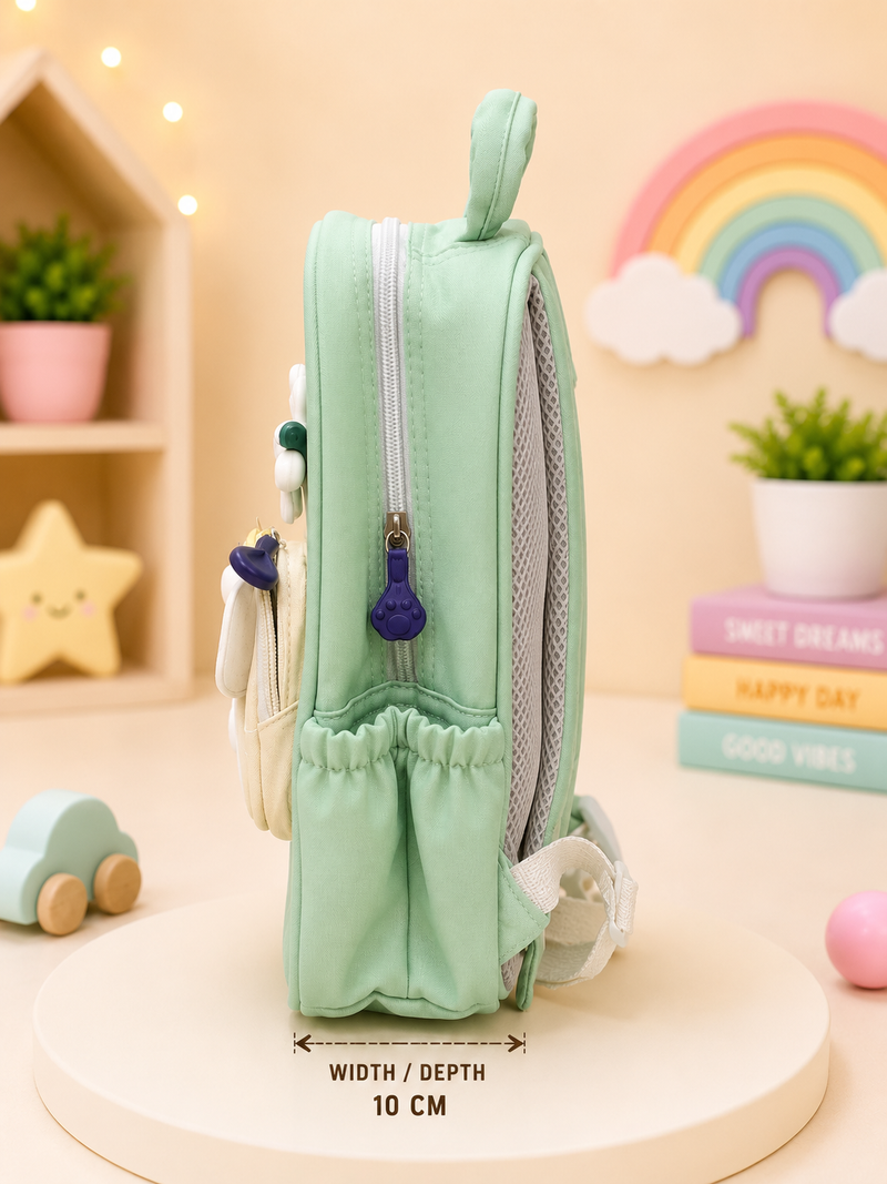 Cute Cartoon Toddler Backpack for Kids | Lightweight Nursery & Preschool School Bag | Soft Mini Backpack with Adjustable Shoulder Straps (Mint Green)