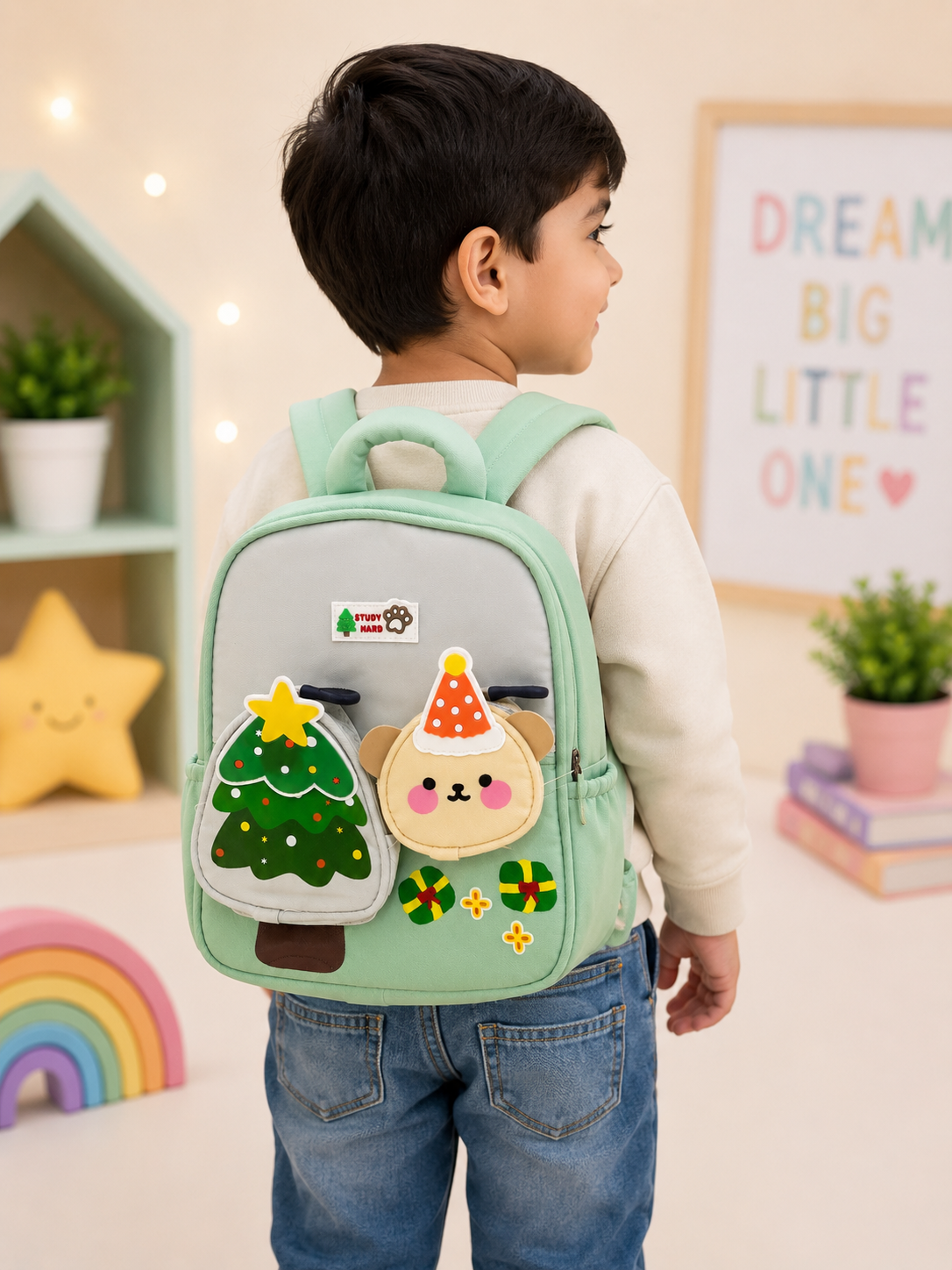 Cute Cartoon Toddler Backpack for Kids | Lightweight Nursery & Preschool School Bag | Soft Mini Backpack with Adjustable Shoulder Straps (Mint Green)