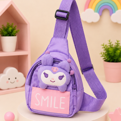 Cute Kids Cartoon Plush Chest Sling Bag | Adjustable Crossbody Shoulder Bag | Lightweight Mini Travel Bag for Boys & Girls