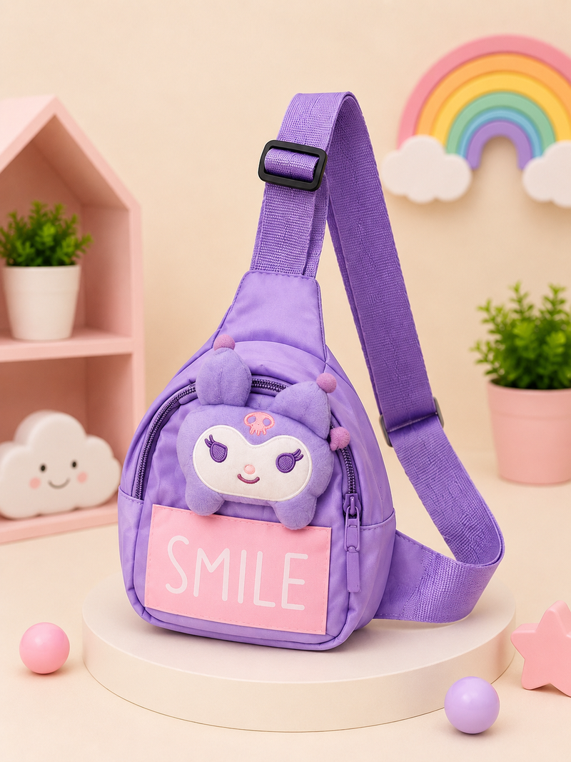 Cute Kids Cartoon Plush Chest Sling Bag | Adjustable Crossbody Shoulder Bag | Lightweight Mini Travel Bag for Boys & Girls