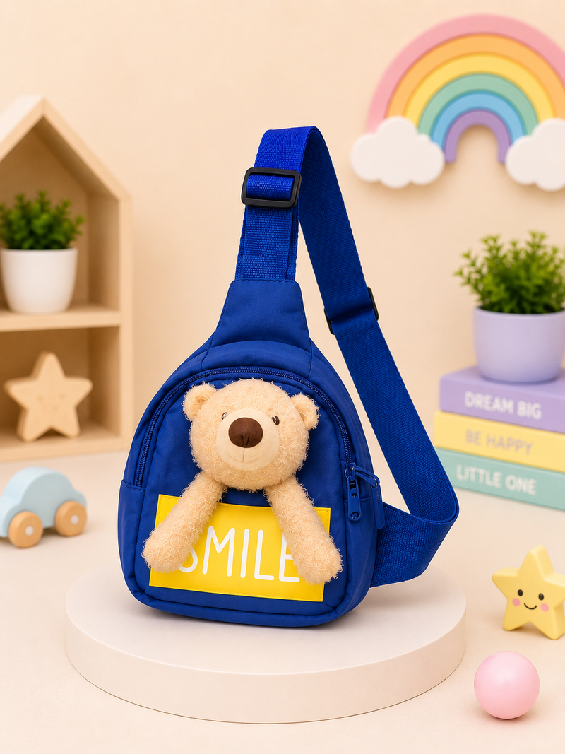 Cute Kids Cartoon Plush Chest Sling Bag | Adjustable Crossbody Shoulder Bag | Lightweight Mini Travel Bag for Boys & Girls