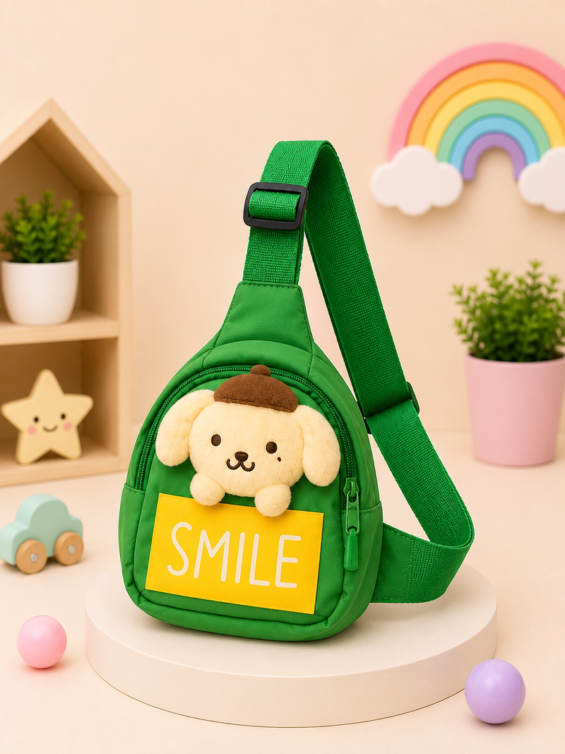 Cute Kids Cartoon Plush Chest Sling Bag | Adjustable Crossbody Shoulder Bag | Lightweight Mini Travel Bag for Boys & Girls