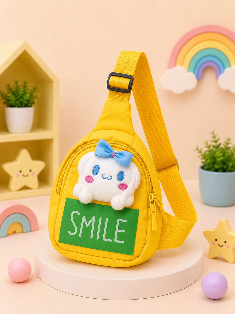 Cute Kids Cartoon Plush Chest Sling Bag | Adjustable Crossbody Shoulder Bag | Lightweight Mini Travel Bag for Boys & Girls