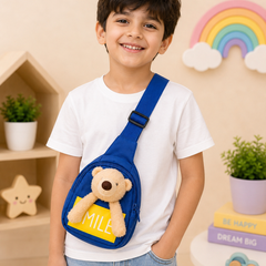 Cute Kids Cartoon Plush Chest Sling Bag | Adjustable Crossbody Shoulder Bag | Lightweight Mini Travel Bag for Boys & Girls