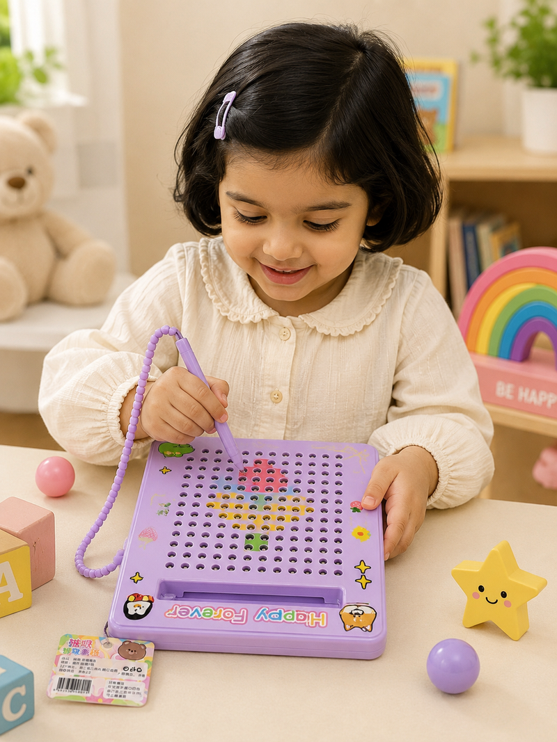 Kids Magnetic Drawing Board with Pen | Reusable Educational Writing & Doodle Board | Montessori Learning Toy for Boys & Girls (3+ Years)