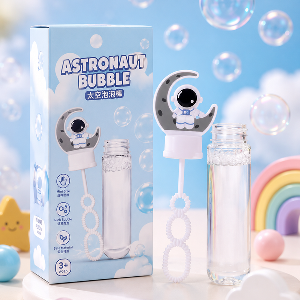 Astronaut Bubble Wand Toy for Kids | Mini Bubble Blower with Bubble Solution Bottle | Cute Space Bubble Maker | Outdoor Party Toy | Ages 3+