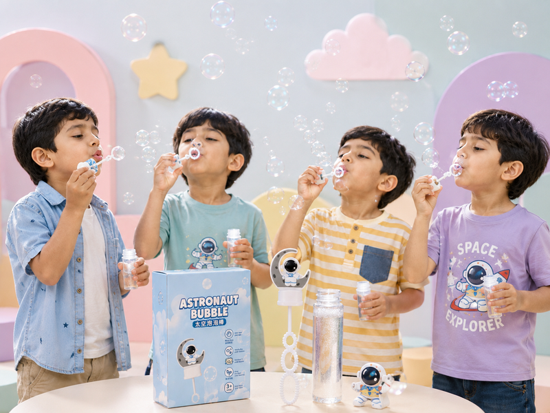 Astronaut Bubble Wand Toy for Kids | Mini Bubble Blower with Bubble Solution Bottle | Cute Space Bubble Maker | Outdoor Party Toy | Ages 3+