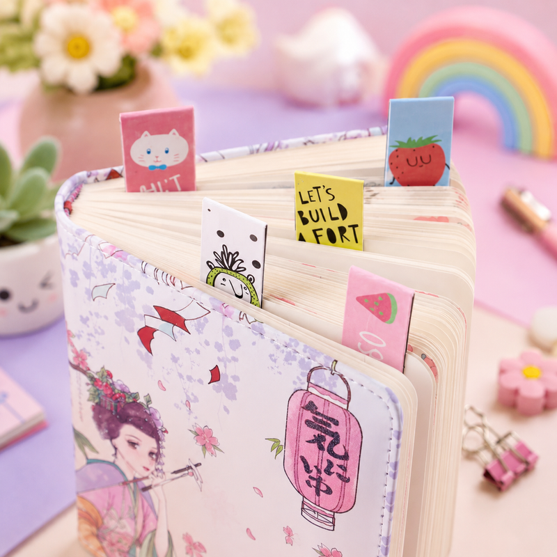 Cute Magnetic Bookmarks Set of 6 | Cartoon Page Markers for Books, Journals & Planners | Reusable Magnetic Book Clips
