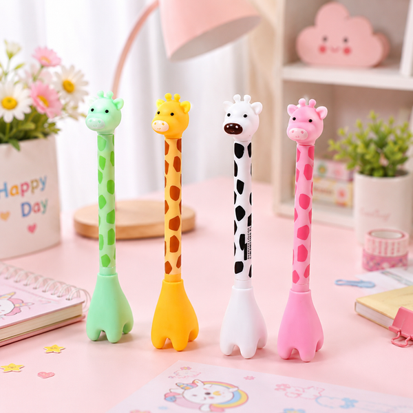 Cute Giraffe Animal Gel Pen – Kawaii Cartoon Writing Pen for Kids | Smooth 0.5mm Black Ink | School & Office Stationery