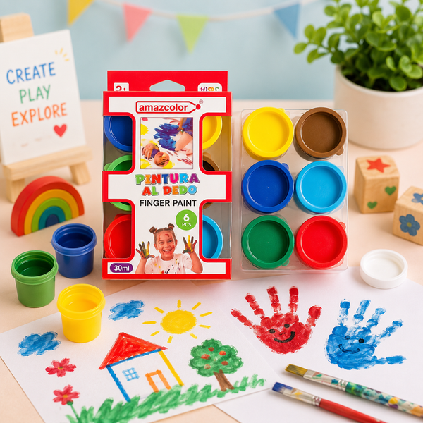 Kids Washable Finger Paint Set – 6 Vibrant Colors (30ml Each) | Non-Toxic Finger Painting Kit for Toddlers & Kids | Creative Art & Craft Supplies