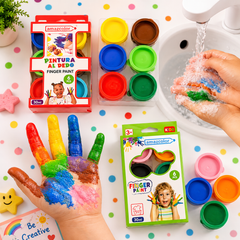 Kids Washable Finger Paint Set – 6 Vibrant Colors (30ml Each) | Non-Toxic Finger Painting Kit for Toddlers & Kids | Creative Art & Craft Supplies