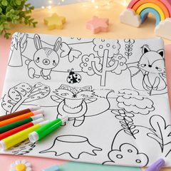 Reusable Washable Kids Coloring Mat with 6 Washable Markers | 80 x 80 cm Educational Drawing Activity Mat