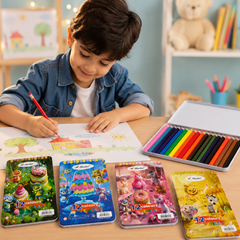 12 Colours Metal Colour Pencil Set for Kids | Premium Wooden Colouring Pencils in Metal Storage Box | Smooth Drawing & School Art Supplies
