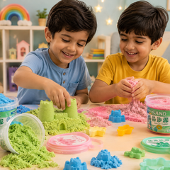 Kids Magic Sand Bucket – Soft Kinetic Sensory Play Sand with Bucket & Handle | Creative DIY Moulding Toy (3+ Years)