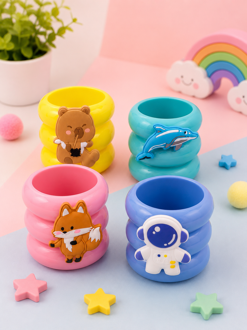 Cute Cartoon Kids Pen Stand | Kawaii Desk Organizer | Pencil Holder for Study Table