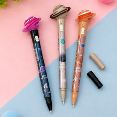 Space Journey Planet LED Light Ball Pen | Cute Planet Top Pen with Flashing Light | Smooth Writing Gel Pen for Kids, School & Gift