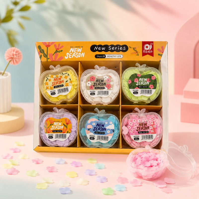 Flower Petal Soap Paper Sheets – Portable Disposable Hand Wash Soap | Travel Soap Paper | Apple-Shaped Case (24 Sheets)