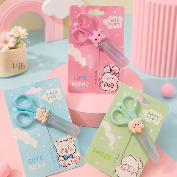 Cute Cartoon Kids Safety Scissors | Child-Safe Paper Cutting Scissors for School, Craft & DIY Activities