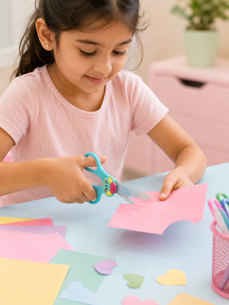 Cute Cartoon Kids Safety Scissors | Child-Safe Paper Cutting Scissors for School, Craft & DIY Activities