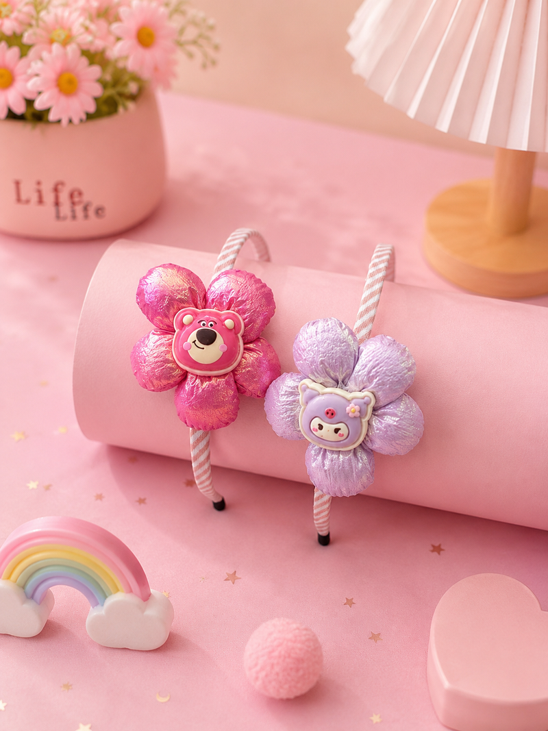 Cute Cartoon Flower Hair Band for Girls | Kids Floral Headband | Soft Non-Slip Hair Accessory | Party & Daily Wear